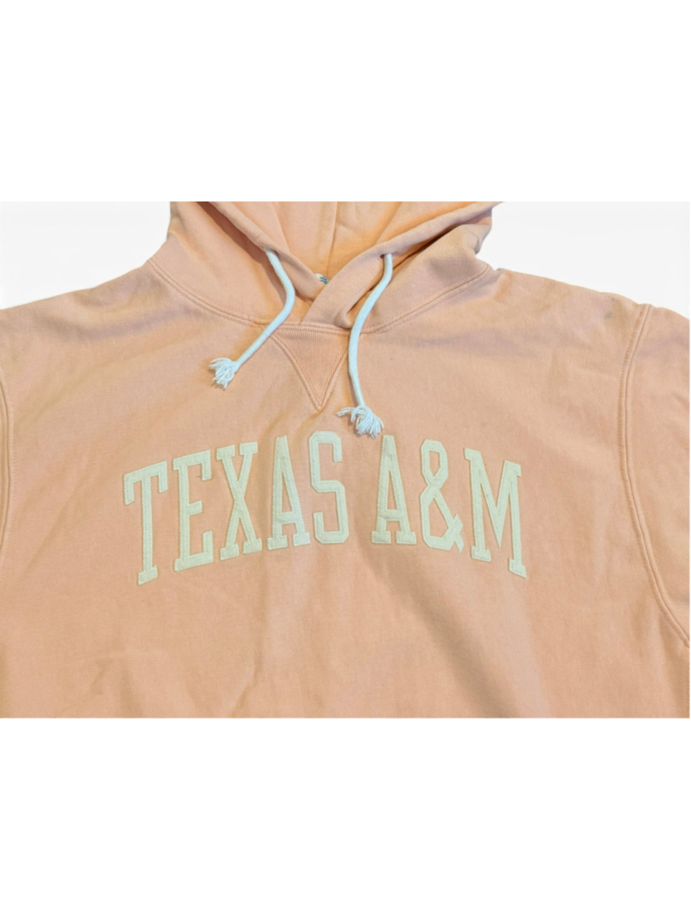 Texas A&M Champion Unisex Reverse Weave Hoodie Sz L Pastel Peach Sweatshirt - Picture 4 of 12